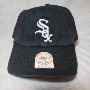 '47 Chicago White Sox Clean Up Black/White Logo Adjustable Strap Hat Cap